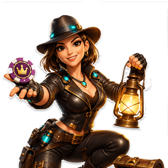 Treasure hunter character with lantern